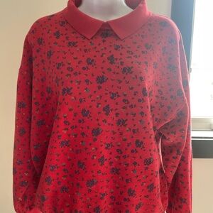 Koret Vibrant Red Floral Sweater Vintage